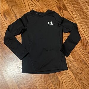 Under Armour Kids Black Long Sleeve Athletic Top with White Logo